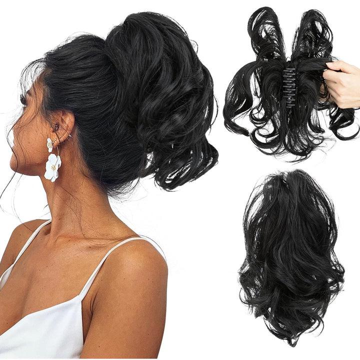 Pferdeschwanz-Hairextension | Wellig | Clip-In | Synthetisch | Volles-Schwarz-Luzern Mode