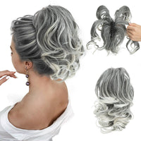 Pferdeschwanz-Hairextension | Wellig | Clip-In | Synthetisch | Volles-Silbergrau-Luzern Mode