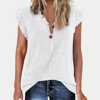 Damen Sommerbluse | Knopfleiste | Kurzarm | Lockere Schnitt | Kragen-Weiß-S-Luzern Mode