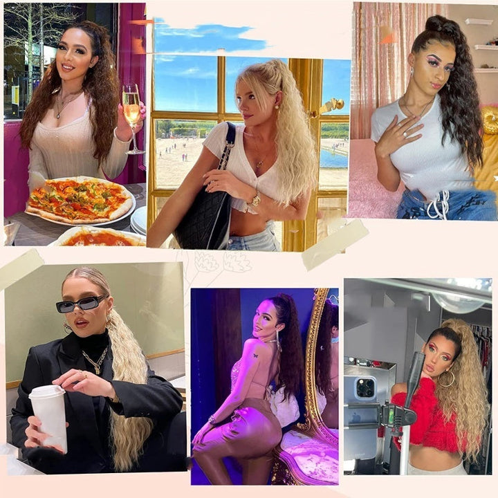 Clip-in Pferdeschwanz | Erweiterung | Voll | Wellig | Lang | Synthetisch-Luzern Mode
