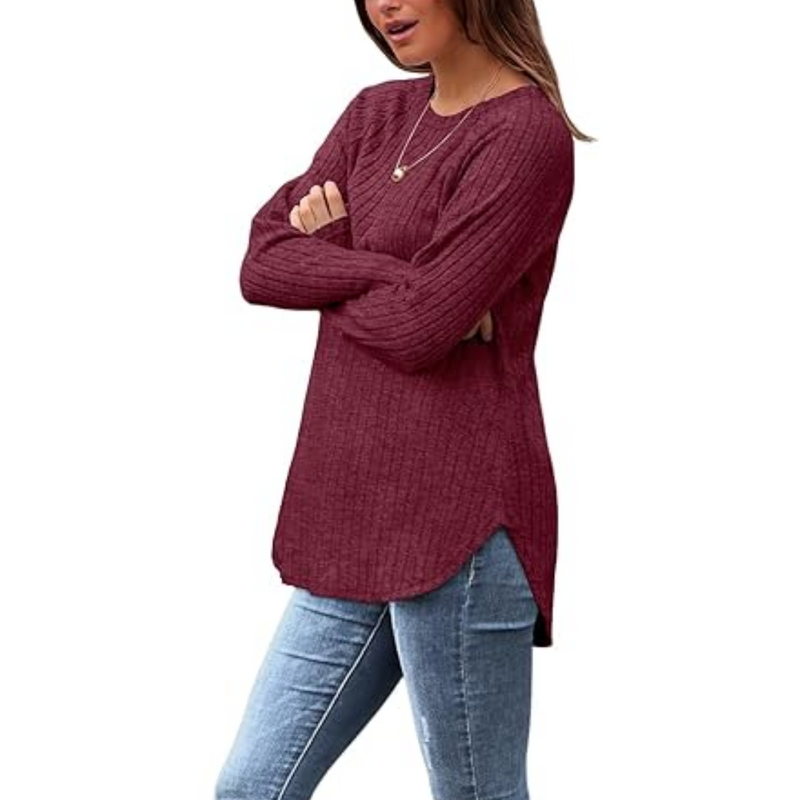 Damen Strickpullover Langarm Rundhals Casual Mode Top-Luzern Mode