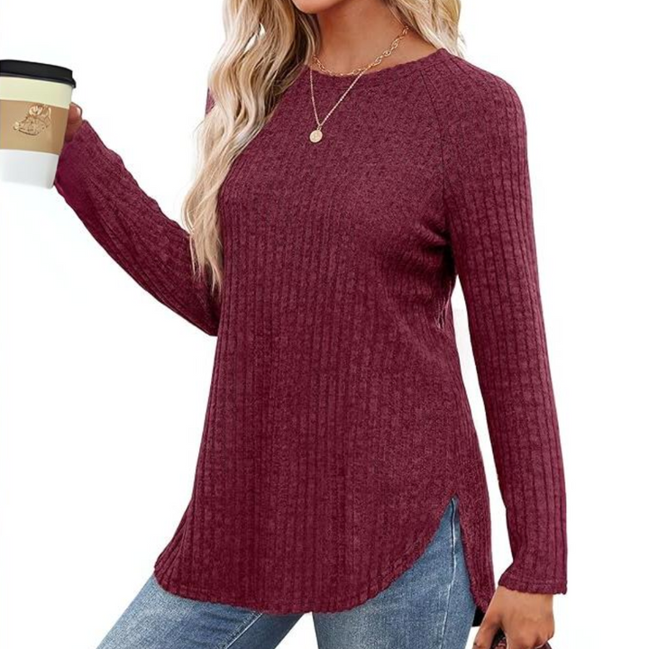 Damen Strickpullover Langarm Rundhals Casual Mode Top-Luzern Mode