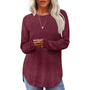 Damen Strickpullover Langarm Rundhals Casual Mode Top-Fuchsia-S-Luzern Mode