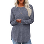 Damen Strickpullover Langarm Rundhals Casual Mode Top-Grau-Blau-S-Luzern Mode