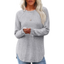 Damen Strickpullover Langarm Rundhals Casual Mode Top-Hellgrau-S-Luzern Mode