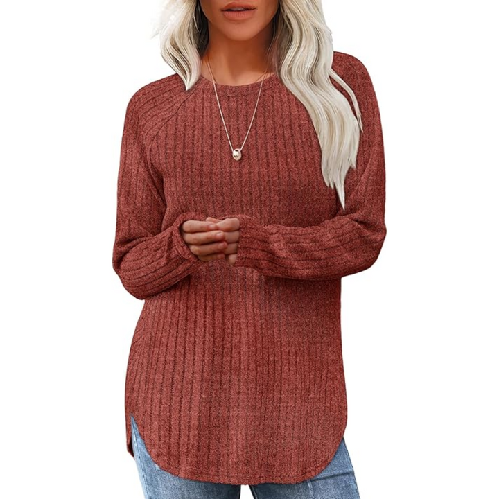 Damen Strickpullover Langarm Rundhals Casual Mode Top-Karamell-S-Luzern Mode