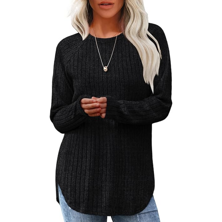 Damen Strickpullover Langarm Rundhals Casual Mode Top-Schwarz-S-Luzern Mode