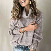 Damen Rollkragenpullover mit Knöpfen – Yara