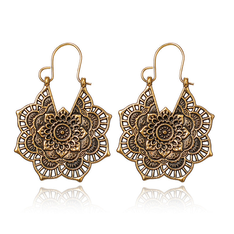 Silberne Ohrringe | Lotus Mandala Stilvoll Einzigartig Langlebig Spirituell-Gold-Luzern Mode