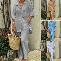 Oversized Set Damen Sommer | Bluse & weite Hose | Leinenmix | Luftig & stylisch-Luzern Mode