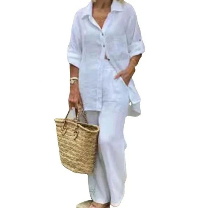 Oversized Set Damen Sommer | Bluse & weite Hose | Leinenmix | Luftig & stylisch-Luzern Mode