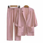 Zweiteiler Damen Sommer | Leinen Baumwolle | Lockerer Schnitt | Stylisch & luftig-Rosa-S-Luzern Mode