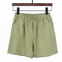 Sommer Shorts Damen | Hohe Taille | Leinen Baumwolle | Sportlich | Luftig | Trendy-Luzern Mode
