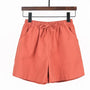 Sommer Shorts Damen | Hohe Taille | Leinen Baumwolle | Sportlich | Luftig | Trendy-Backsteinrot-S-Luzern Mode