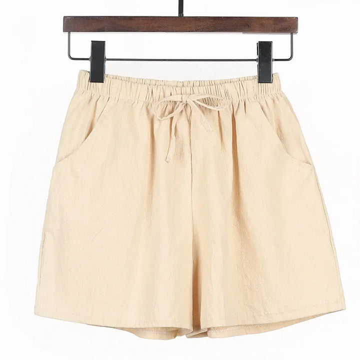 Sommer Shorts Damen | Hohe Taille | Leinen Baumwolle | Sportlich | Luftig | Trendy-Khaki-S-Luzern Mode