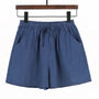 Sommer Shorts Damen | Hohe Taille | Leinen Baumwolle | Sportlich | Luftig | Trendy-Marineblau-S-Luzern Mode