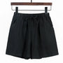 Sommer Shorts Damen | Hohe Taille | Leinen Baumwolle | Sportlich | Luftig | Trendy-Schwarz-S-Luzern Mode