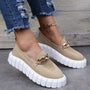 Damen Slipper | Plateausohle | Luftpolster | Einfarbig | Weiße Sohle-Khaki-36-Luzern Mode
