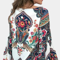 Damen Sommerbluse | Blumenprint | Lange Ärmel | Leicht | Atmungsaktiv-Luzern Mode