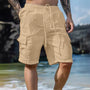Herren Shorts Sommer | Weites Bein | Kordelzug | Leinen Baumwolle | Lässig-Khaki-S-Luzern Mode