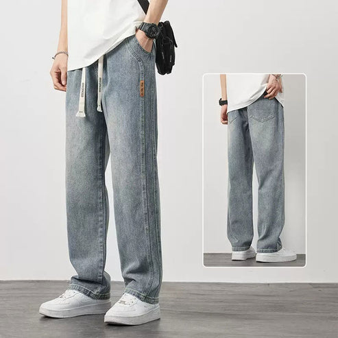 Herrenjeans | Gerade Passform | Baumwollmischung | Locker sitzend | Leicht | Atmungsaktiv-Grau-M-Luzern Mode