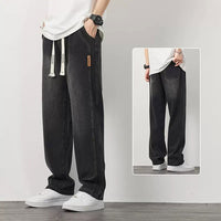 Herrenjeans | Gerade Passform | Baumwollmischung | Locker sitzend | Leicht | Atmungsaktiv-Schwarz-M-Luzern Mode