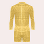 Herren Sommer Strand Outfit aus Spitze - Leicht und Atmungsaktiv-Gelb-S-Luzern Mode
