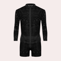 Herren Sommer Strand Outfit aus Spitze - Leicht und Atmungsaktiv-Schwarz-S-Luzern Mode