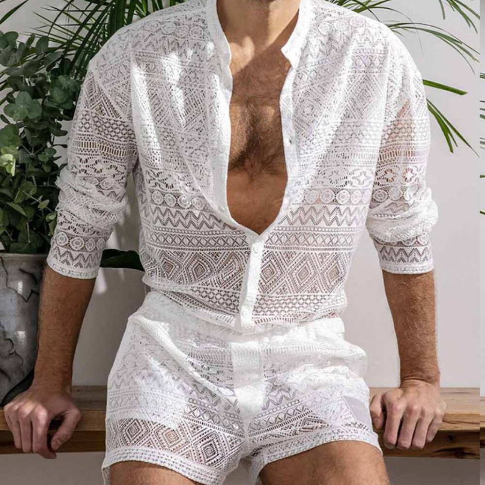 Herren Sommer Strand Outfit aus Spitze - Leicht und Atmungsaktiv-Luzern Mode