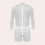 Herren Sommer Strand Outfit aus Spitze - Leicht und Atmungsaktiv-Weiß-S-Luzern Mode