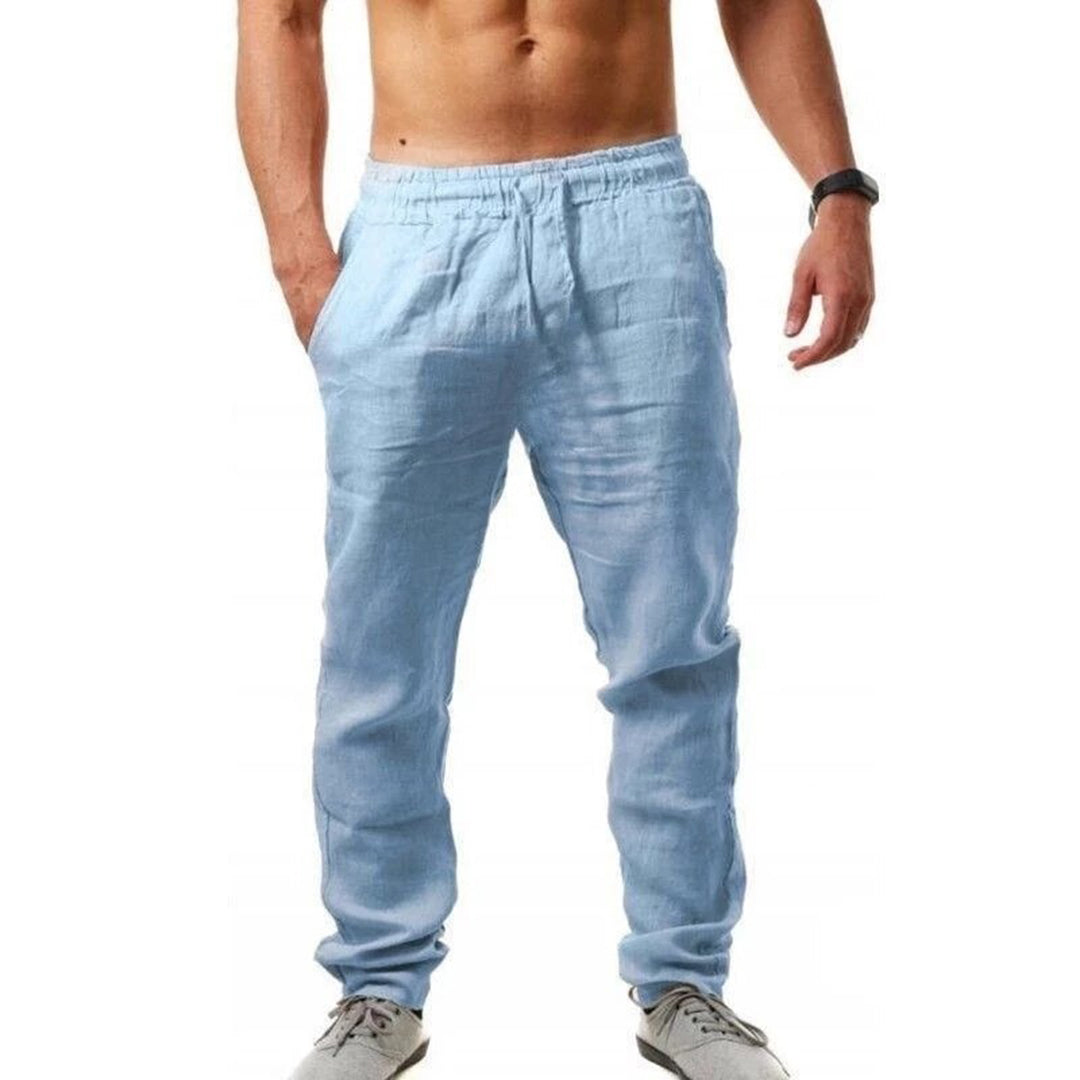 Herren Sommer Leinenhose - Bequeme Freizeithose kaufen-Himmelblau-S-Luzern Mode