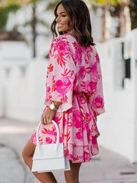 Sommer Mini Kleid | Mehrfarbig | Fröhlich | Halbe Ärmel | V-Ausschnitt-Luzern Mode