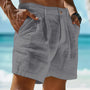 100 % Leinen | atmungsaktiv | Regular Fit | Seitentaschen | Shorts Herren S–3XL-Grau-S-Luzern Mode
