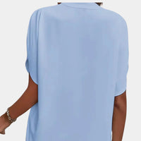 Damen Sommerbluse | Luftig | Lockere Schnitt | Kurzarm | V-Ausschnitt-Luzern Mode