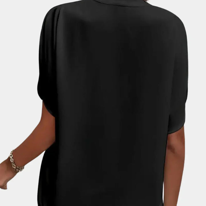 Damen Sommerbluse | Luftig | Lockere Schnitt | Kurzarm | V-Ausschnitt-Luzern Mode