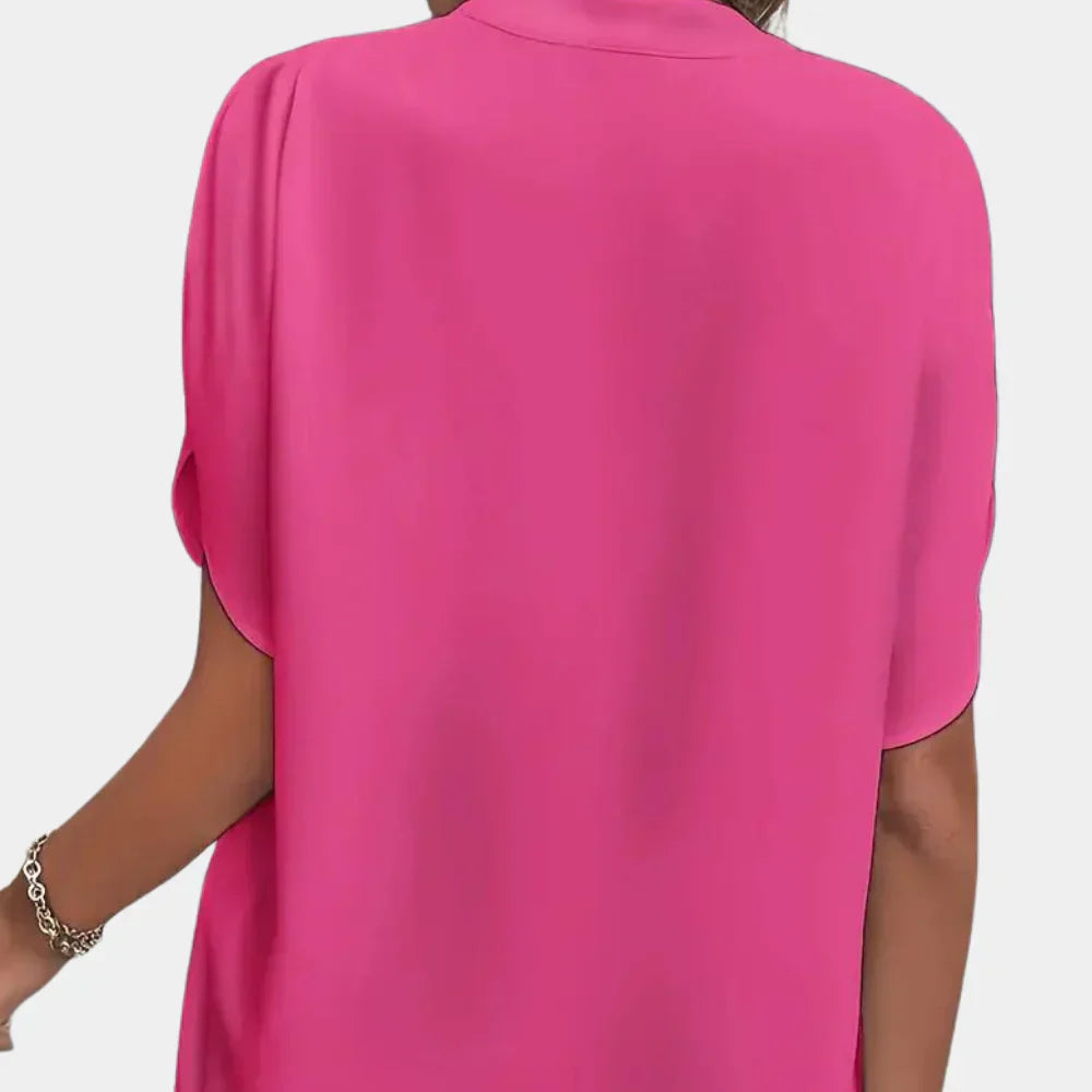 Damen Sommerbluse | Luftig | Lockere Schnitt | Kurzarm | V-Ausschnitt-Luzern Mode