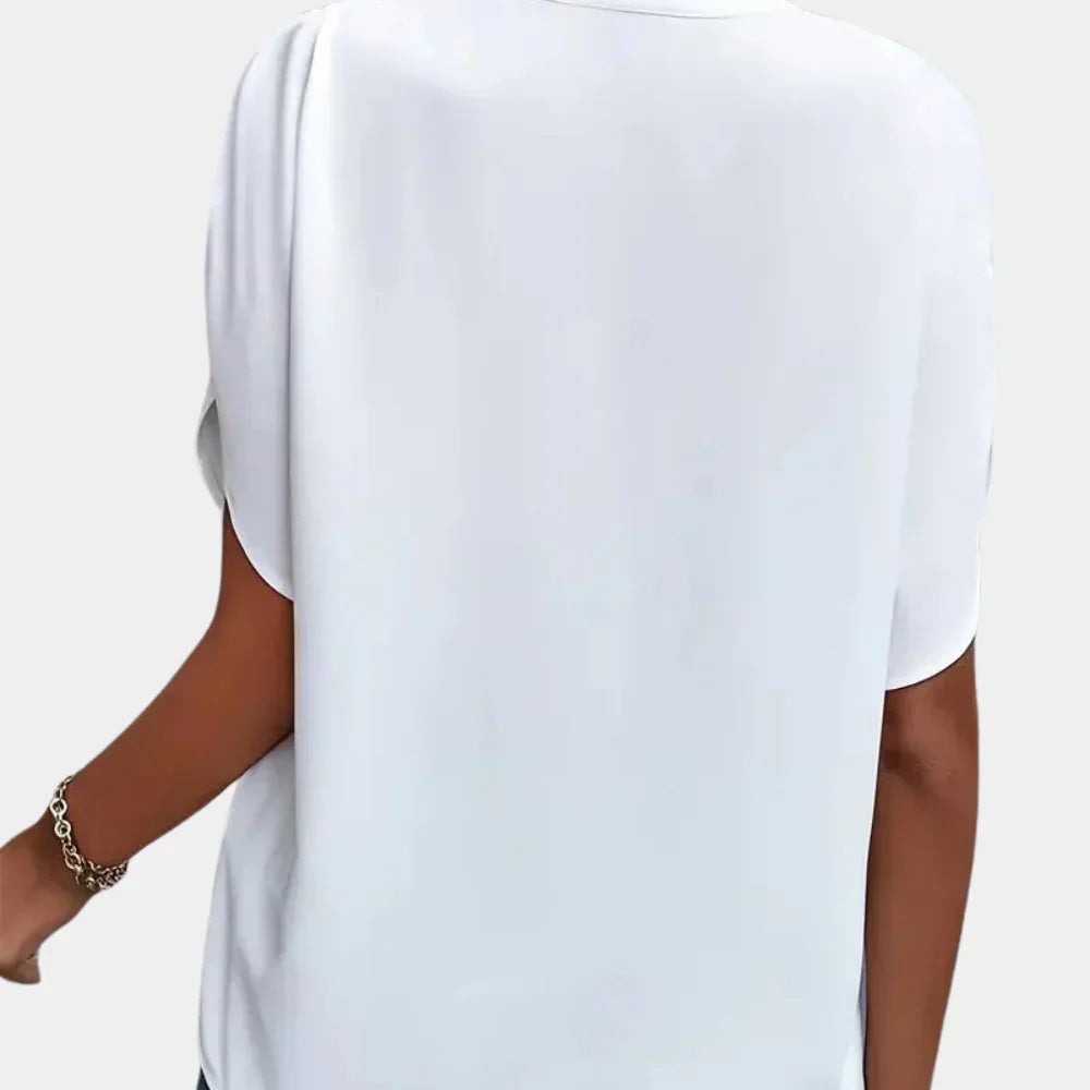Damen Sommerbluse | Luftig | Lockere Schnitt | Kurzarm | V-Ausschnitt-Luzern Mode