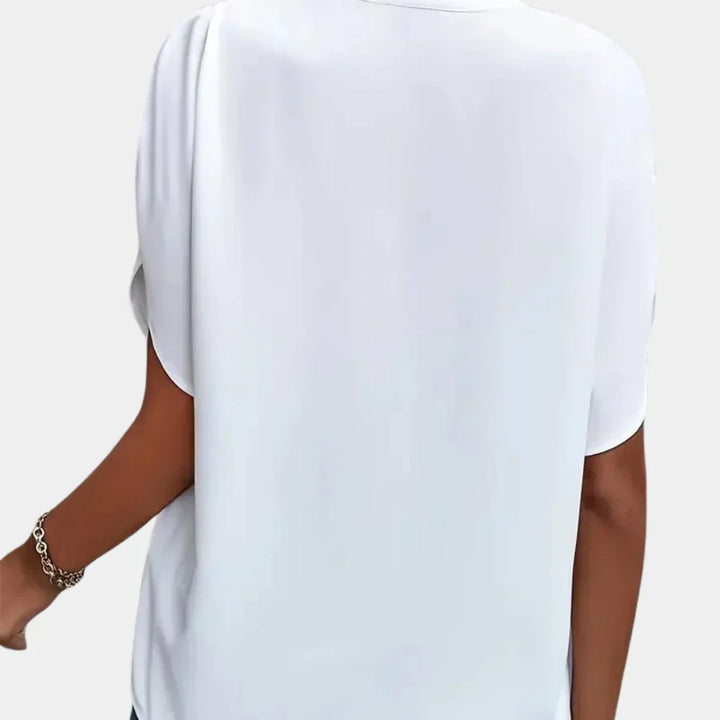 Damen Sommerbluse | Luftig | Lockere Schnitt | Kurzarm | V-Ausschnitt-Luzern Mode