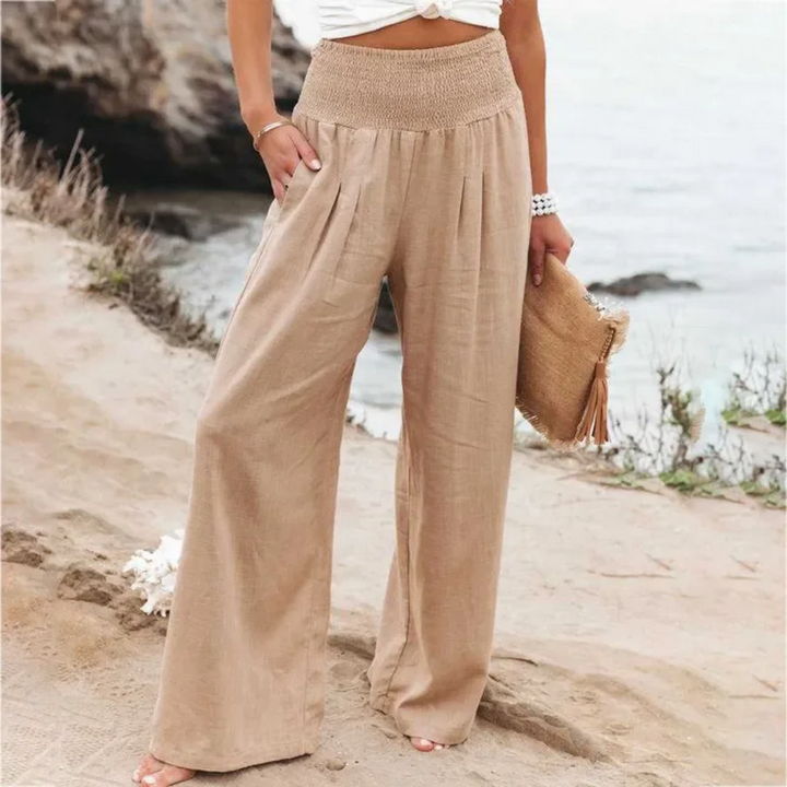 Leinenhose Damen Sommer Weit Geschnitten Strandmode-Khaki-s-Luzern Mode