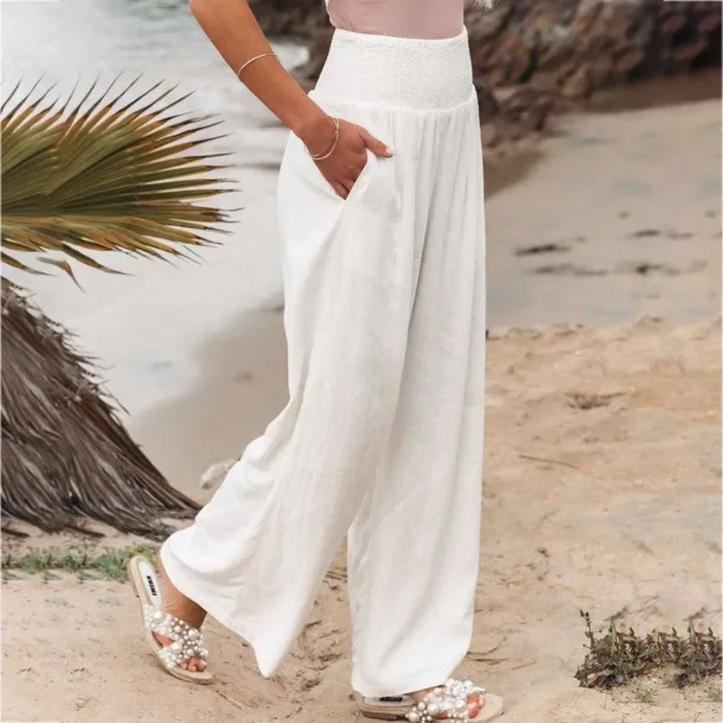 Leinenhose Damen Sommer Weit Geschnitten Strandmode-Luzern Mode
