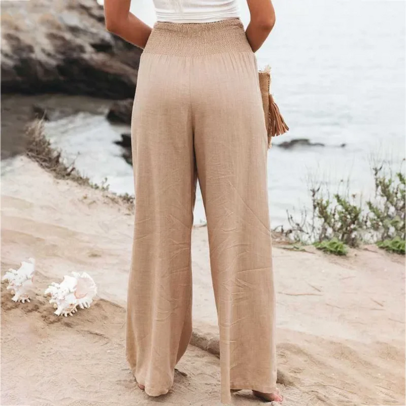 Leinenhose Damen Sommer Weit Geschnitten Strandmode-Luzern Mode