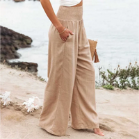 Leinenhose Damen Sommer Weit Geschnitten Strandmode-Luzern Mode