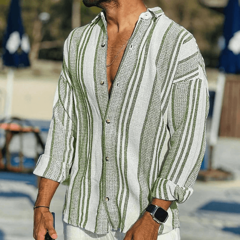 Herren Sommerhemd Kurzarm | Luftig | Atmungsaktiv | Knopfleiste | Freizeit Look-Grün-S-Luzern Mode