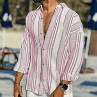 Herren Sommerhemd Kurzarm | Luftig | Atmungsaktiv | Knopfleiste | Freizeit Look-Rosa-S-Luzern Mode