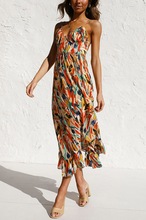 Maxi Sommerkleid Damen | Luftig tailliert | Leichtes Kleid | Urlaub Look-Luzern Mode