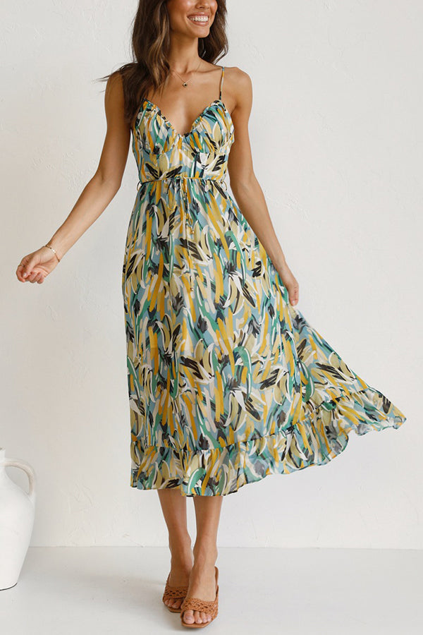 Maxi Sommerkleid Damen | Luftig tailliert | Leichtes Kleid | Urlaub Look-Luzern Mode
