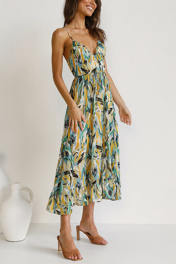 Maxi Sommerkleid Damen | Luftig tailliert | Leichtes Kleid | Urlaub Look-Luzern Mode