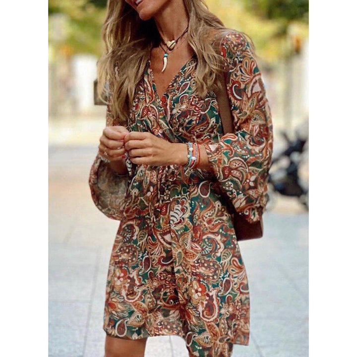 Sommerkleid Damen Midi | Luftig tailliert | Bequem vielseitig | Sommer Look-Braun-S-Luzern Mode