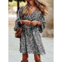 Sommerkleid Damen Midi | Luftig tailliert | Bequem vielseitig | Sommer Look-Grau-S-Luzern Mode