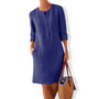 Luftiges Sommerkleid Damen | Baumwolle locker | Farbenfroh bequem | Alltag-Dunkelblau-XS-Luzern Mode